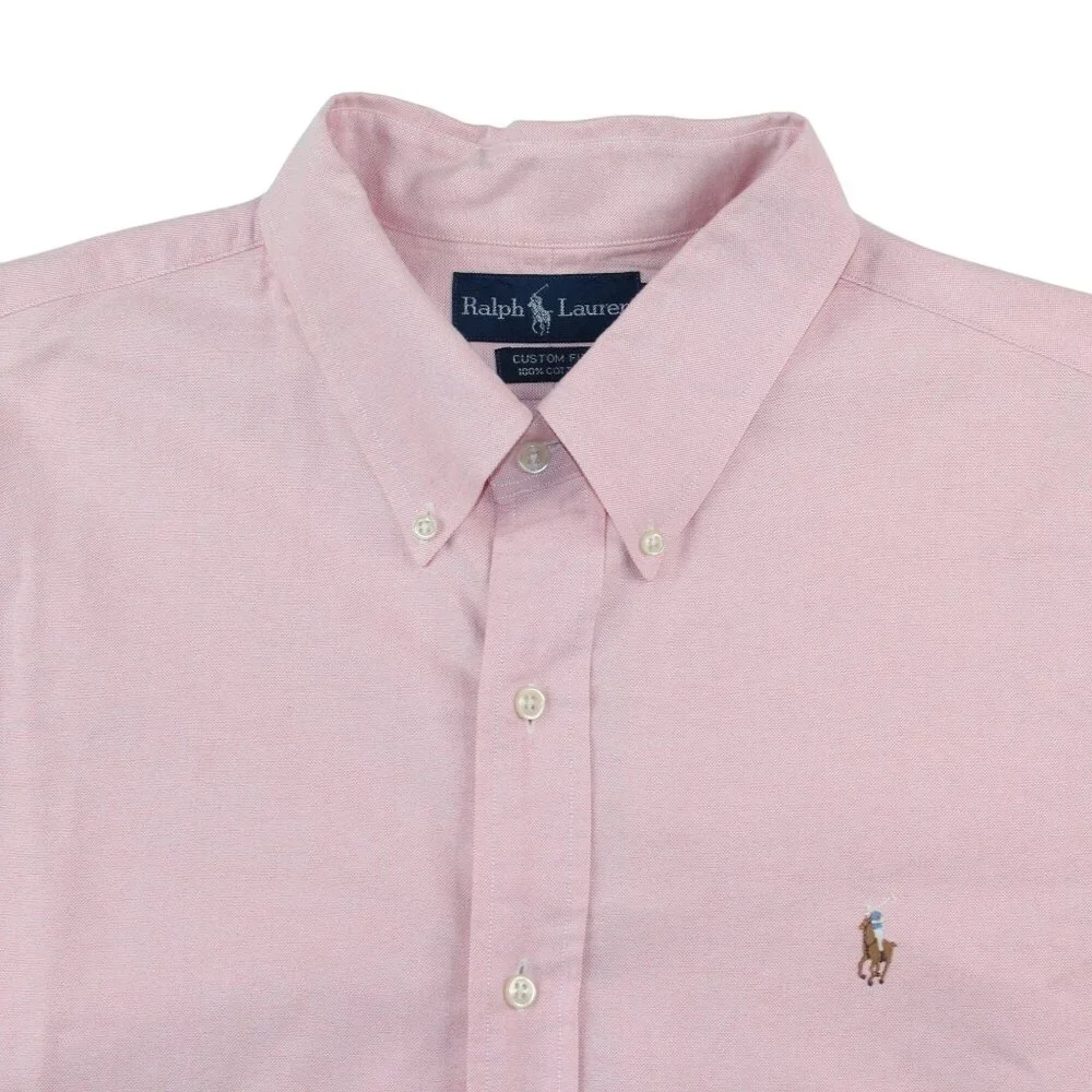 Ralph Lauren Mens 2XL Custom Fit Pink Flesh Pony Dress Shirt Button Down - Picture 4 of 9